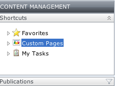 The Tridion Shortcuts pane