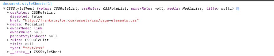 Accessing a CSSStyleSheet from document.styleSheets