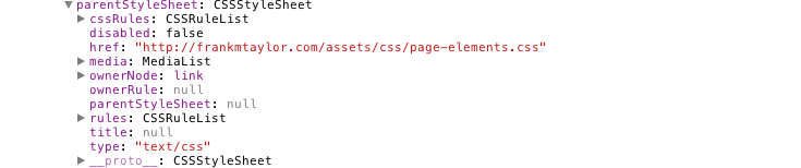 parentStyleSheet is another CSSStyleSheet object