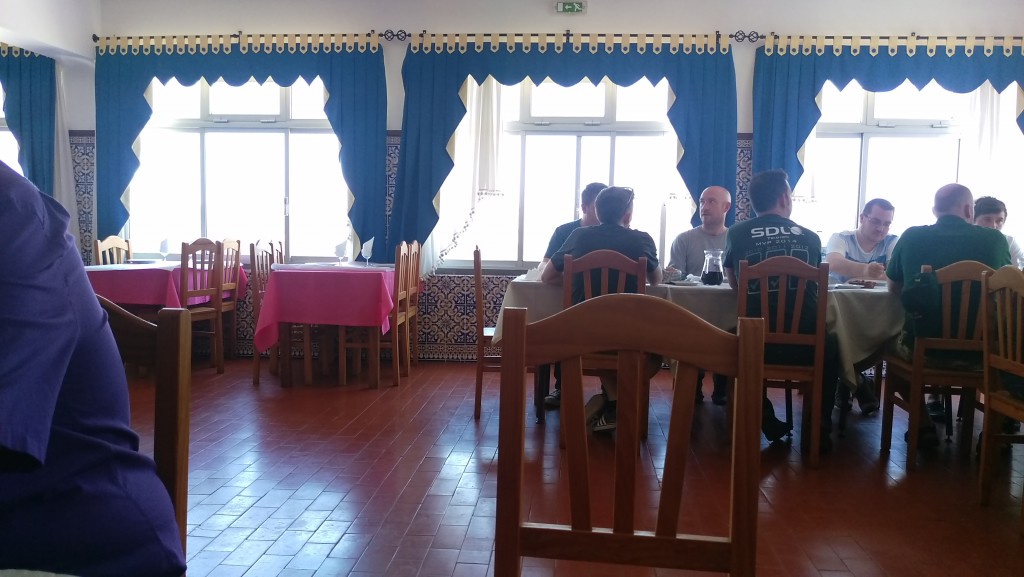 Us hanging out in a restaurant that wasn't even open to the public. No big deal. 