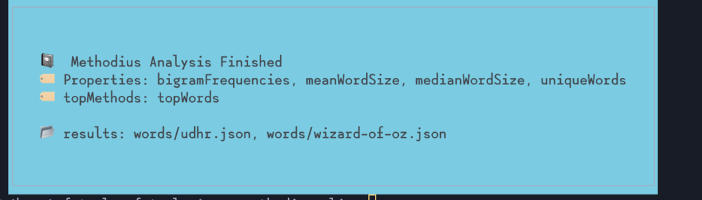 Methodius will show the directory and filename of the results file. 
