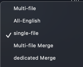 Editing launch.json file will mean that the commands will appear as drop downs in VSCode's debugger. you'll see multi-file, All-English, single-file, Multi-file Merge and dedicated merge